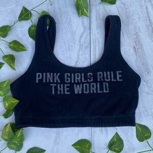 Victoria’s Secret PINK Nation Girls Rule The World Edgy Trashy Y2K Sports Bra VS